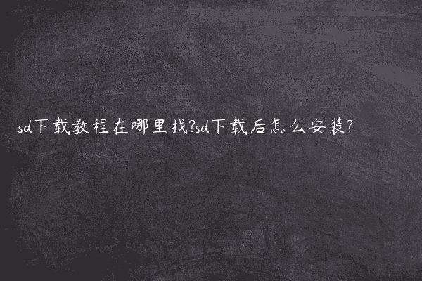 sd下载教程在哪里找?sd下载后怎么安装?