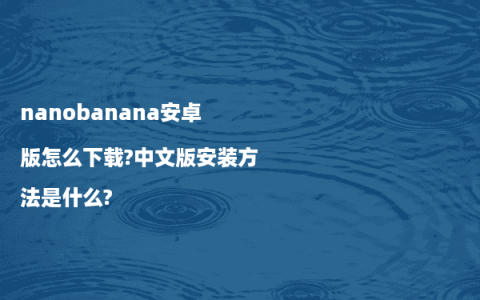 nanobanana安卓版怎么下载?中文版安装方法是什么?