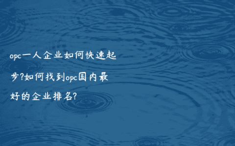 opc一人企业如何快速起步?如何找到opc国内最好的企业排名?
