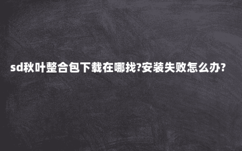 sd秋叶整合包下载在哪找?安装失败怎么办?