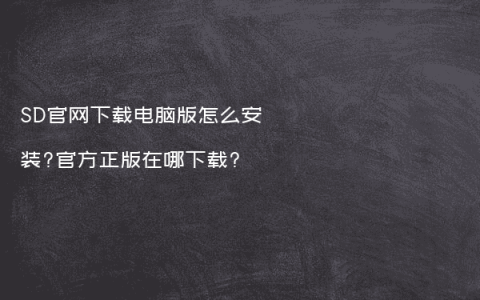SD官网下载电脑版怎么安装?官方正版在哪下载?