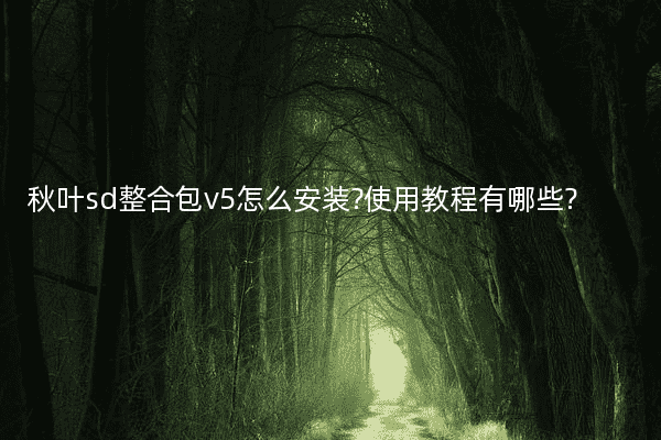 秋叶sd整合包v5怎么安装?使用教程有哪些?