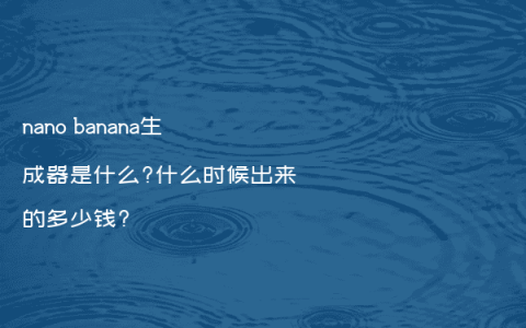nano banana生成器是什么?什么时候出来的多少钱?