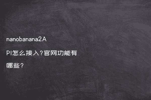 nanobanana2API怎么接入?官网功能有哪些?